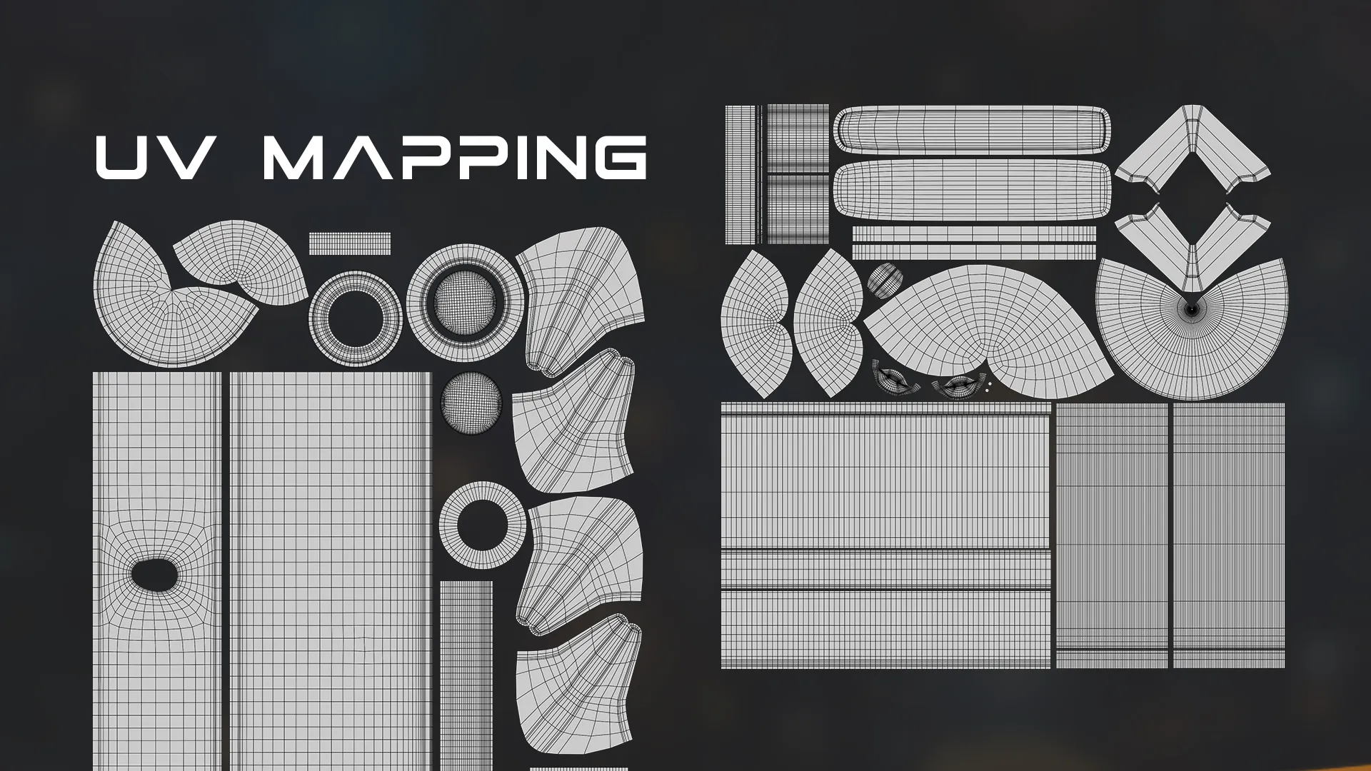 UV mapping layout of 3D rocket models in Blender