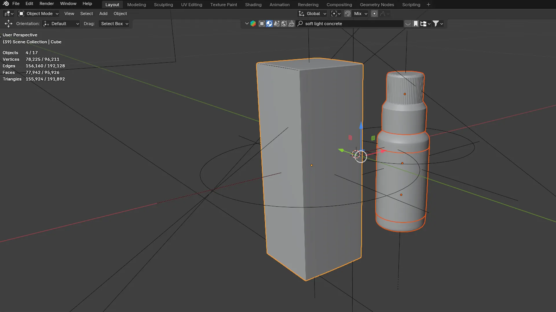 A viewport render of the product to show lighting and volume without textures.