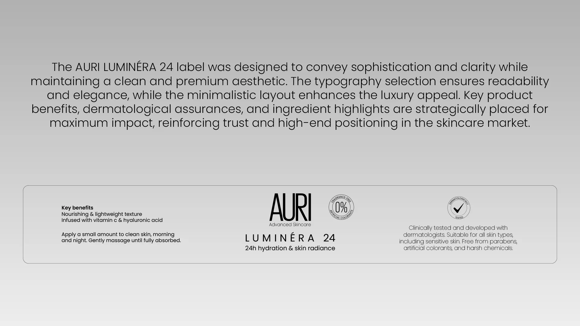 Professional text-heavy slide with project credits and technical specifications on a white background.