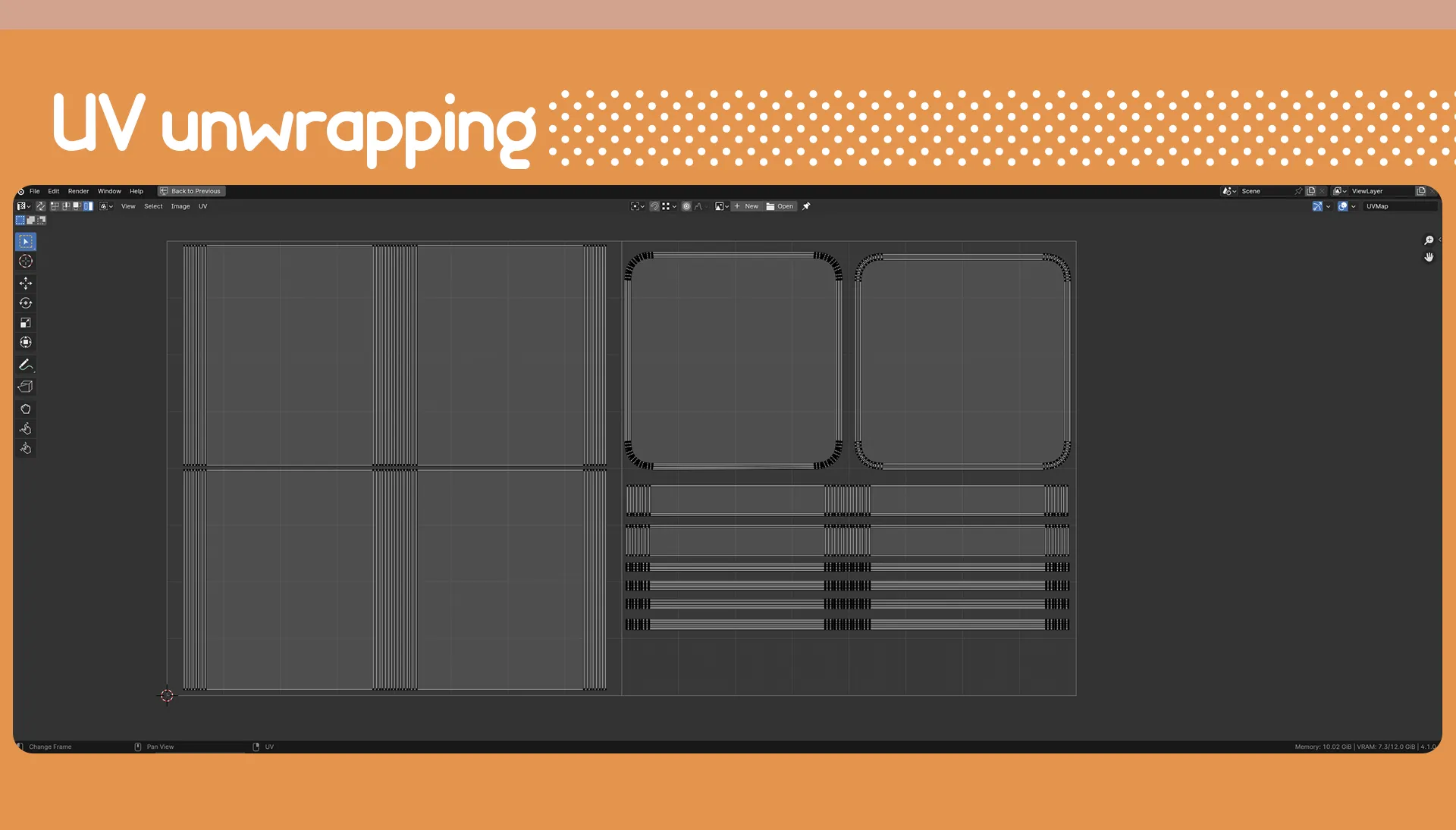 UV unwrapping layout of cookie tin packaging in Blender