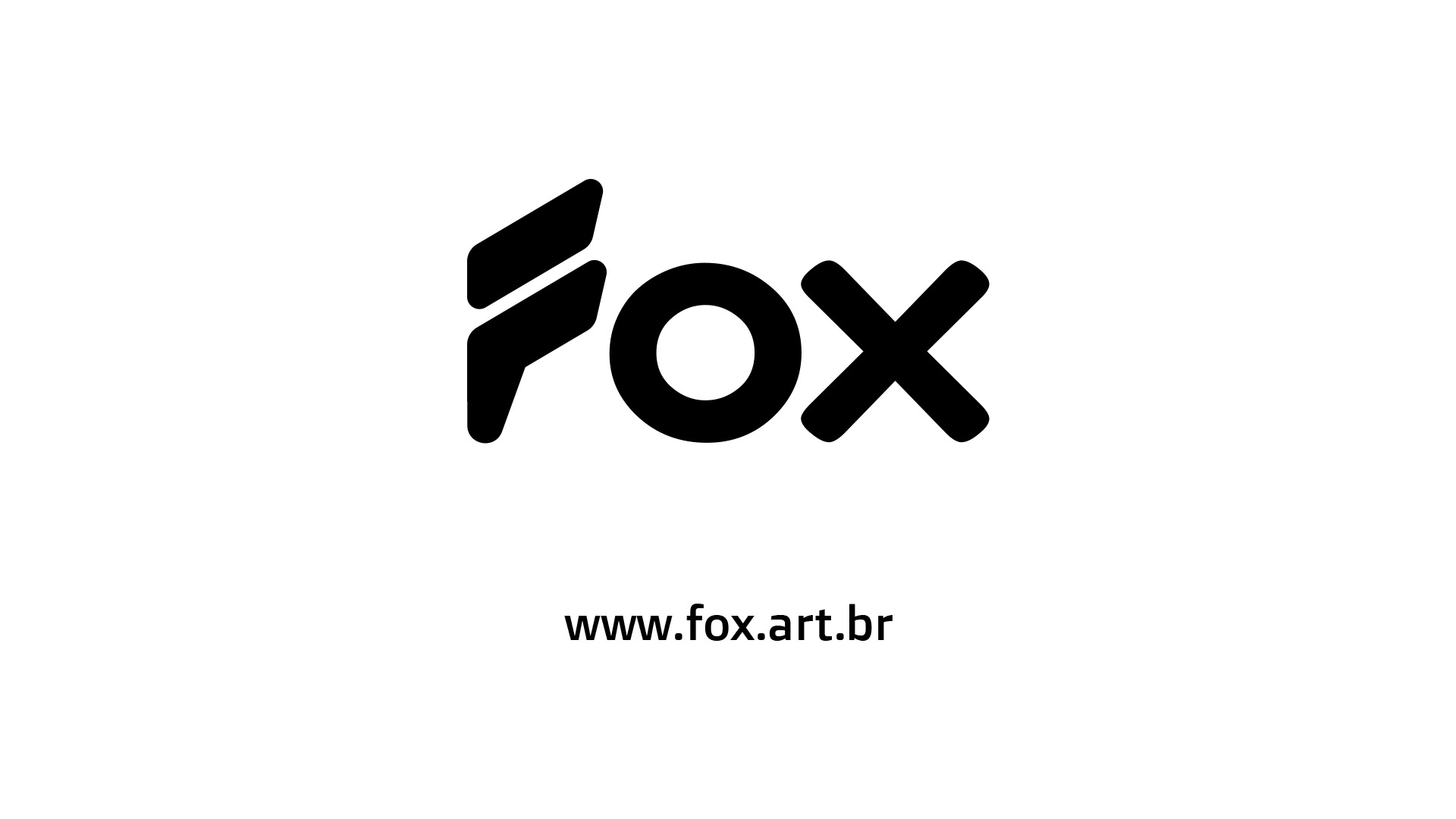 A clean black and white version of the Fox Creative studio logo on a white background.