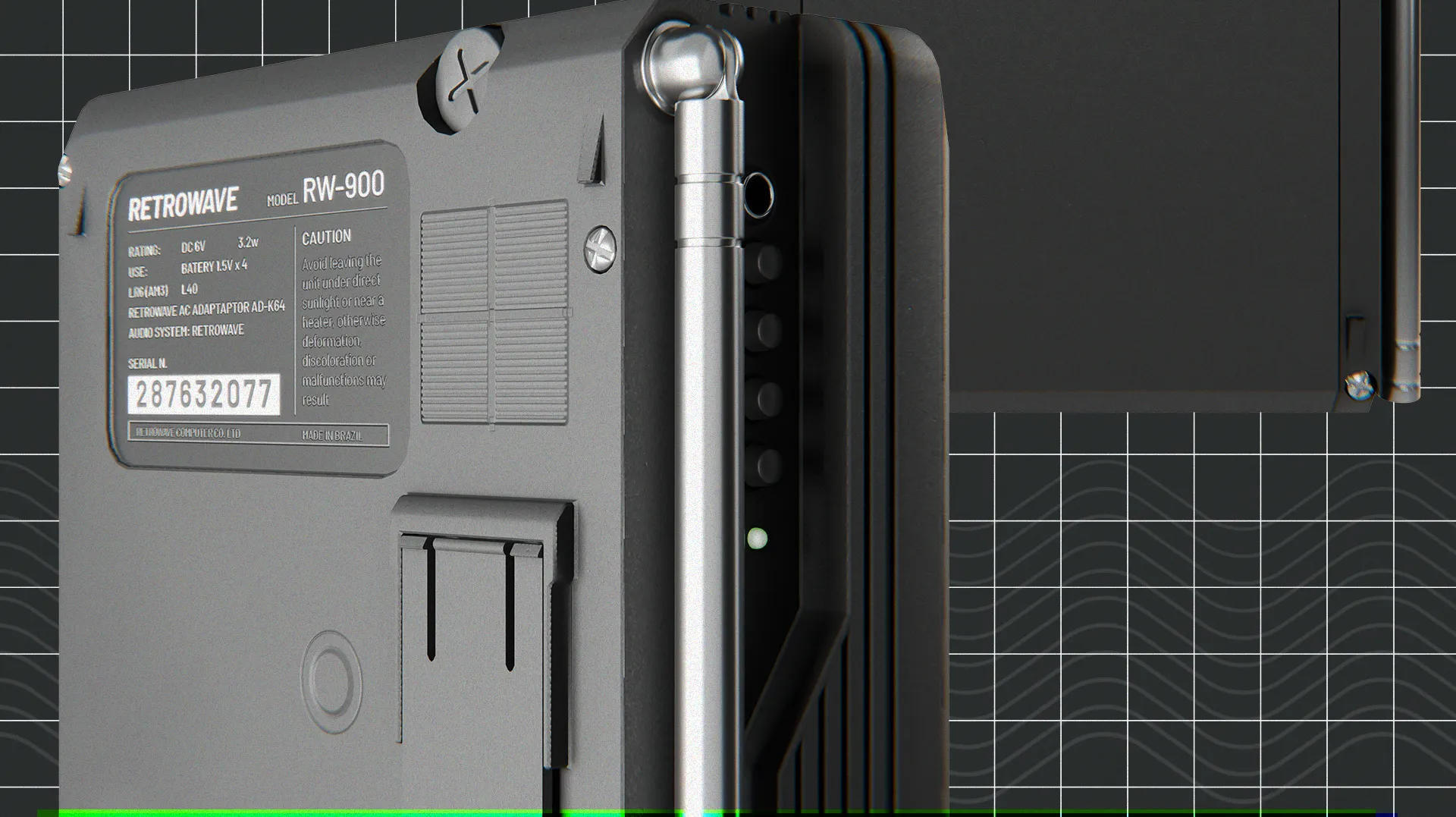 Backplate label texture design for RETROWAVE RW-900 model