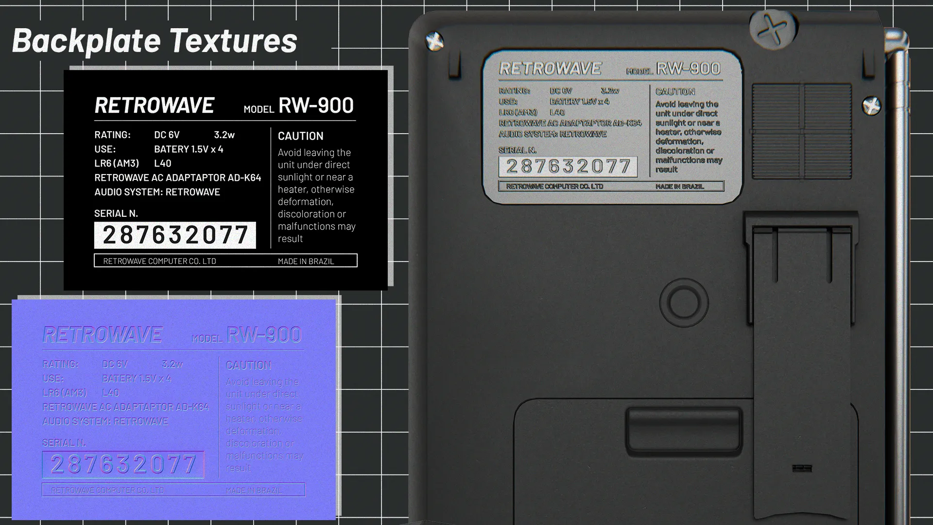 UV mapping layout of RETROWAVE RW-900 retro radio model